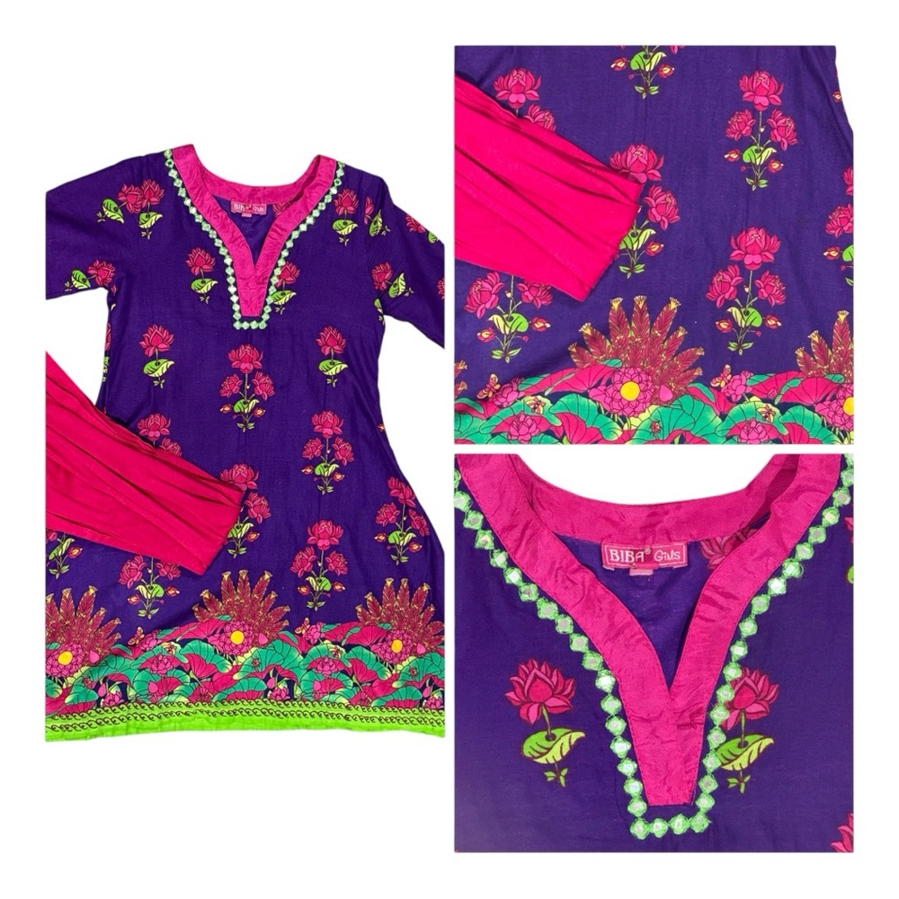 🆕 Biba Purple Floral Kurta 2 piece - NEW Size 5